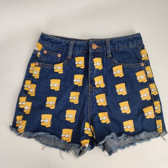 Pants - Vintage 90s Bart Simpson Denim High Waisted Shorts Small